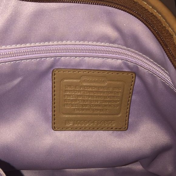 COACH Tan Horse Carriage Embroidered Canvas Brown Leather Crossbody Shoulder Bag - Picture 11 of 16